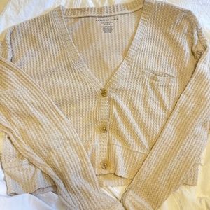 American eagle cropped button sweater